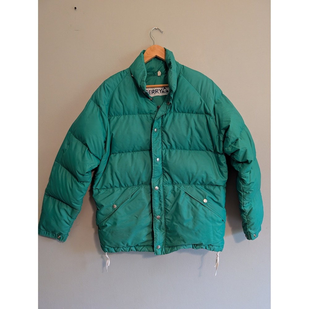 Vintage Gerry Down Puffer Jacket Mens Green Made in USA Quilted Winter Coat